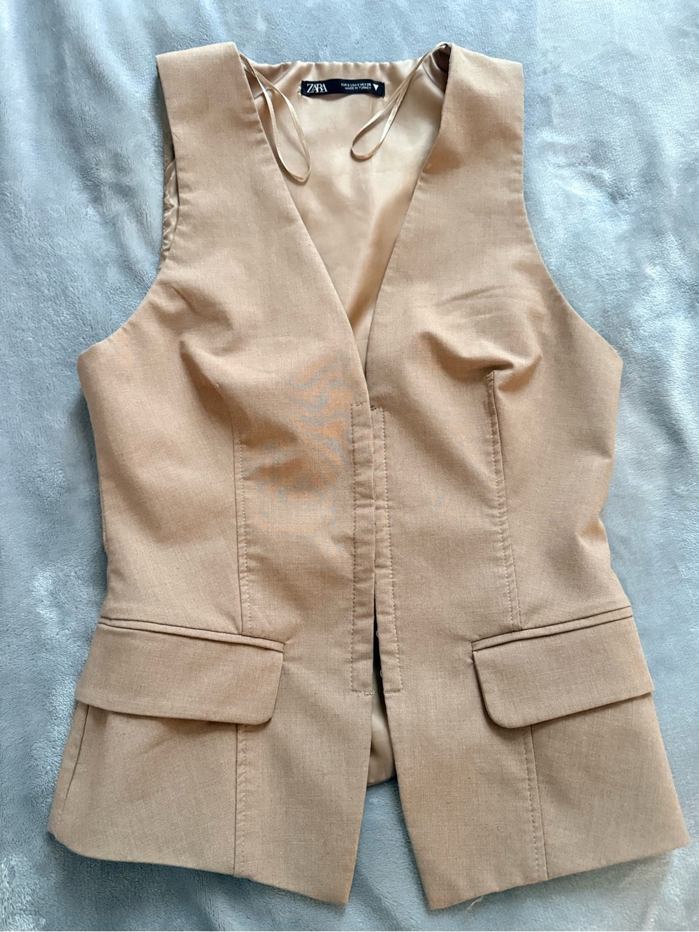 Zara Camel Tailored Waistcoat Vest - Tan Sleeveless Women's Vest